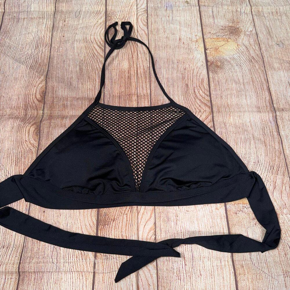 Mossimo Black Mesh Halter Bikini Top Large